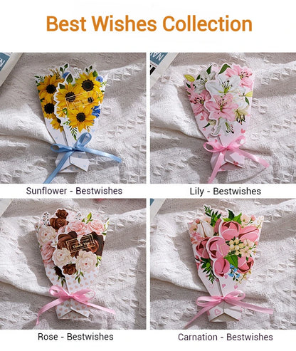 Lovely Greeting Card with 3D Carnation Floral Pop-Up