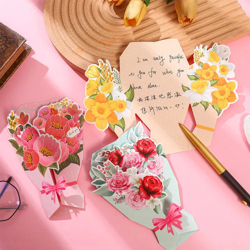 Lovely Greeting Card with 3D Carnation Floral Pop-Up