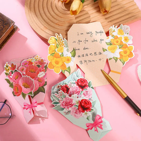 Lovely Greeting Card with 3D Carnation Floral Pop-Up