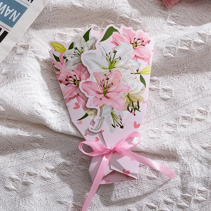 Lovely Greeting Card with 3D Carnation Floral Pop-Up